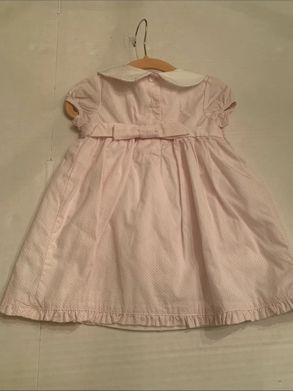 Janie and Jack Light Pink Smocked Dress with Peter Pan Collar 3-6 months poodles